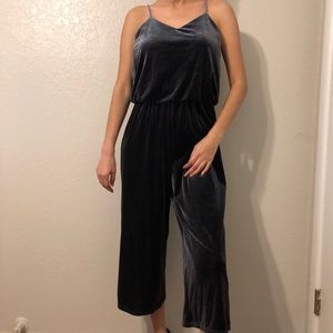 Blue/Grey Velvet Jumpsuit